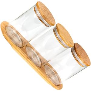 Toyvian Glass Spice Jars with Base Airtight Sealed Food Storage Containers for Kitchen Handmade Food-grade Glass Holder for Salt Pepper Sugar and Spices Multifunctional Canister