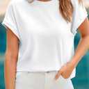 Cicy Bell Womens Cap Sleeve Shirts Tops Casual Crew Neck Tank T-Shirts (White, XL)