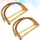 4pcs Purse Handles D Shaped Wood Handbag Handles Ring Replacement for Handcrafted Handbag DIY Bags Accessories (Random Color)