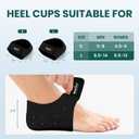 Welnove Gel Heel Protector Cups, Inserts Pads for Women Men, Plantar Fasciitis, Heels Spur Pain Relief, Achilles Tendonitis Dry Cracked Heel Support Cushion Black (W 4.5-9 / M 5-8)