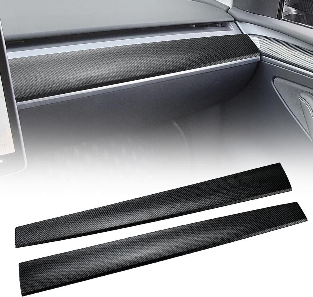 Central Control Dashboard Panel Trim Compatible with Tesla Model 3 Model Y 2017 2018 2019 2020 2021 2022 2023 Matte Carbon Fiber