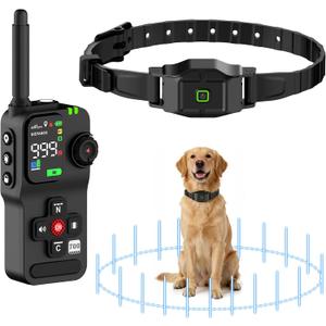 GPS Wireless Dog Fence with Remote, IPX7 Waterproof Electric Collar Fence, Perimeter Containment System, 25999 Yards Radius, Beep, Vibration & Shock Correction, for Dogs 16+ lbs