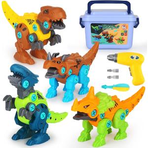 Dinosaur Toys, Take Apart Dinosaur Toys for Kids, Educational Construction Building Sets with Electric Drill Storage Box - Birthday Gifts for Toddlers Boys Girls Age 3 4 5 6 7 8 Year Old