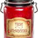 McCalls Candles | Fresh Strawberries | 26 oz Scented Candle | USA-Poured | Vintage Rustic Jar with Carrying Handle | Sweet Farmstand Berry Fragrance