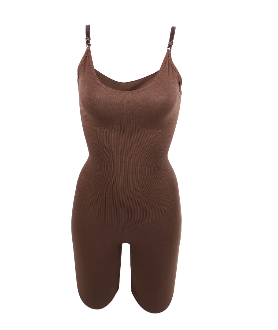 Unique Bargains Women Shapewear Tummy Control Full Bust Body Shaper Briefs Bodysuit Butt Lifter Thigh Slimmer S Brown 