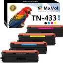 MxVol Compatible TN433 TN431 TN-433 Toner Cartridge Replacement for Brother TN 433 TN-431 MFC-L8900CDW MFC-L8610CDW HL-L8360CDW HL-L8260CDW Printer Toner (TN433BK TN433C TN433M TN433Y, 4-Pack)