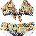 SOLY HUX Women's Floral Bikini Set Halter Tie Back Bathing Suit Boho Vacation Two Piece Swimsuit (XL)