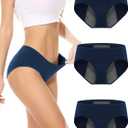 Womens Period Underwear Heavy Flow Menstrual Period Panties Leak-Proof Hipster Panty for Female Teens Girls 3 Pack (L)