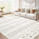cotiled 5x7 Area Rug Living Room: Washable Boho Rugs with Non Slip Backing Large Soft Indoor Stain Resistant Carpet for Bedroom Farmhouse Dining Room Lightweight Home Decor L Brown/Cream