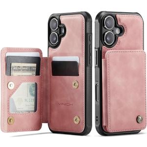 Vinich for iPhone 17 Wallet Case with Card Holder, RFID Blocking Credit Slots Kickstand Shockproof Phone Cover Fit for iPhone 17 6.3" Rose Pink