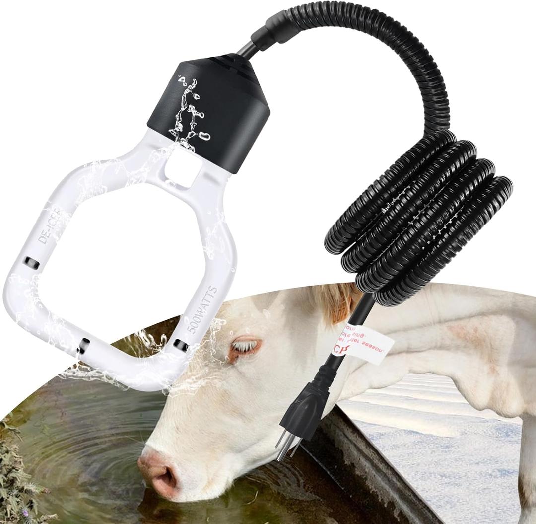 Kardeep 500W Bird Bath Heater, Cast Aluminum Submergible Stock Tank Heater De-icer Thermostatic Control Chicken Water Heater, Bird Bath Deicer for Winter Livestock