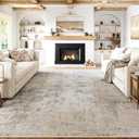 10x12 Area Rug Beige Grey Abstract Living Room Bedroom Washable Carpet Neutral Modern Non Slip Soft Low Pile Indoor Large Throw Rug for Dining Room Office