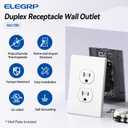 ELEGRP 15 Amp 125V Duplex Receptacle Outlets, Standard Electrical Wall Outlet, TR Tamper Resistant, Self-Grounding, Residential Grade, Mid Outlet Covers Included, UL Listed, Matte White, 10 Pack