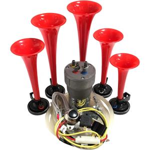 Dixie Air Horn Red - Dixieland Premium Full 12 Note Version with Installation Wire Kit and Button