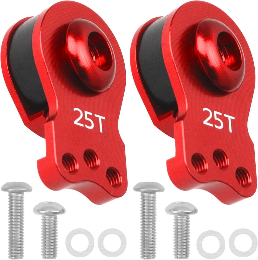 2Pcs Vgoohobby Aluminum RC 25T Servo Saver Adjustable Hi-Torque Servo Saver Compatible with Futaba Tamiya Servos 1/10 Traxxas TRX4 TRX6 SCX10 Capra RC Car (Red)