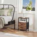 Huuger Nightstands Set of 2, End Tables with Charging Station, Fabric Drawers, Bedside Tables with USB Ports and Outlets, Night Stands for Bedroom, Rustic Brown, 11.8"D x 15.7"W x 23.6"H