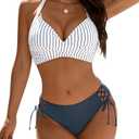 Blooming Jelly Womens Bikini Sets Cheeky Two Piece Swimsuit Push Up Adjustable Straps Bathing Suit String Swim Suits, S