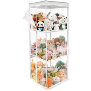 3-Tier Plush Toy Storage Organizer with Zippered PVC Dustproof Cover, Large Capacity Stuffed Animal Holder for Kids Room Nursery Bedroom 3-Tier Plush Toy Storage Organizer with Zippered PVC Dustproof Cover, Large Capacity Stuffed Animal Holder for Kids Room Nursery Bedroom