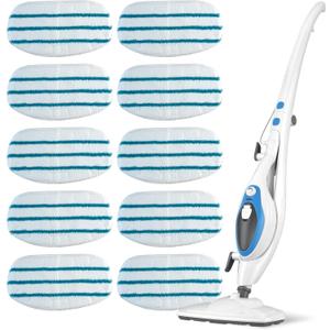 BlueStars 10-Pack Replacement Microfiber Steam Mop Pads Compatible with PurSteam ThermaPro 10-in-1 and ThermaPro 211 Steam Mop Cleaners Washable and Reusable Mop Pads for Steamer Floor Cleaning