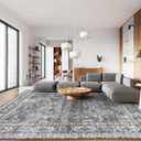 8x10 Rug Washable Boho Rug Soft Large Area Rug Non-Slip Non-Shedding Faux Wool Vintage Rug for Living Room, Farmhouse, Dining Room, Indoor, Kids Playroom (Grey) (8' x 10' (Rectangular))