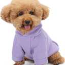 Winter Dog Hoodie with Pockets - Solid Color Polycotton Sweatshirt for Small, Medium, and Large Dogs - Soft, Warm, Cozy Pet Clothing for Cold Weather - Ideal for Outdoor Walks.Purple-XXL