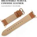 Leather Band Compatible with Apple Watch Bands 38mm 40mm 41mm 42mm Series 10, Elegant Top Grain Genuine Leather Bands Replacement Strap for Apple iWatch Series 10 9 8 7 6 5 4 3 2 1 SE2 SE Women