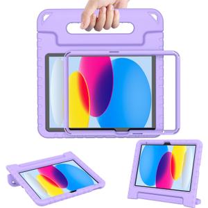 AVAWO Kids Case for New iPad (A16) 11th Generation 11 Inch 2025, iPad 10th Generation 10.9" 2022 with Built-in Screen Protector Shockproof Lightweight Handle Cover for i Pad 10/11 Gen, Light Purple