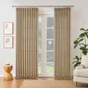 Dark Flax Pinch Pleated Linen Curtains 105 Inches Long Semi Sheer Memory Trained Ripple Fold Curtain with Hooks Back Tab Textured Light Filtering Drapes for Bedroom Living Room 50x105 Set of 2