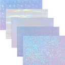 KEILEOHO 50 Sheets Holographic Sticker Paper, 8.5 x 11 Inch Clear Vinyl Holographic with 10 Mixed Styles Self-Adhesive Waterproof Laminate Film for DIY Crafts, Scrapbooking, Stickers, Decals