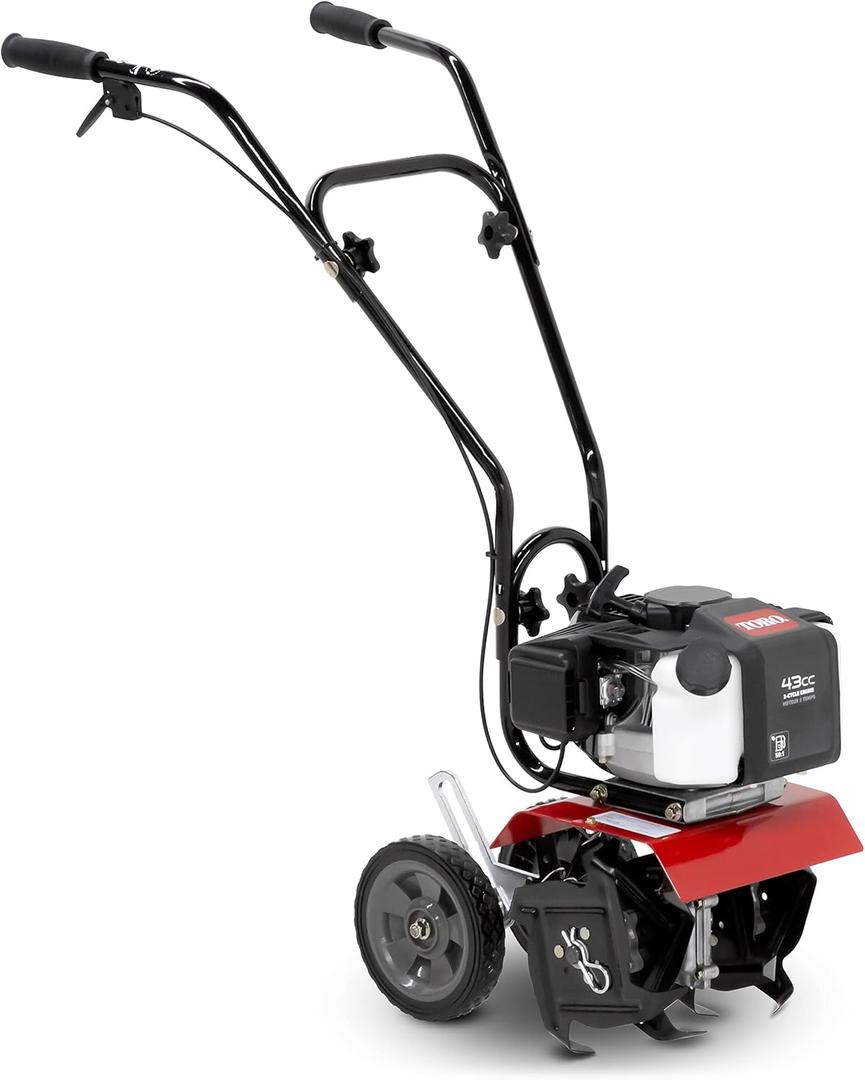 Toro 58601 Cultivator, 43cc 2-Cycle Engine, Adjustable Tilling Width 6-10, Overhand Handlebars, 8 Max Cultivating Depth, Lightweight