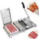 Manual Mutton Kebab Machine, Kebab Maker Press Mould, 10 Holes BBQ Bamboo Skewer Meat Making Machine, Commercial Stainless Steel Satay Meat String Machine Grilling Tool for Outdoor Picnic Camping
