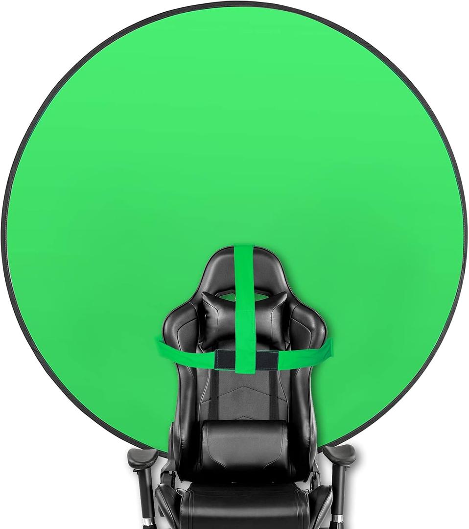 Portable Green Screen Chair, 57 in Greenscreen Backdrop with Stand Double Sided Foldable Green Background, Chroma Key, for Photography Streaming Gaming Photo Zoom Video Chats and Meeting, XXL