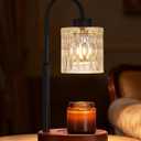 MEIXISUE Black Candle Warmer Lamp with Dimmer and Timer,Home Decor Lamp for Scented Jar,Electric Wax Melt Warmer,Mother's Day/Birthday/Christmas Gifts for Mom/Wife,Adjustable Height,with 2 Bulbs