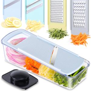 Geedel Professional Mandoline Slicer for Kitchen, Multi Purpose Vegetable Slicer Cutter, Vegetable Cutter Onion Cutter for Veggie Fruit Cheese (Light Blue)