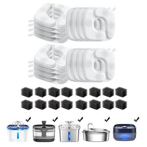 Veken Cat Water Fountain Filters, 15 Pack Replacement Filters & 15 Pack Replacement Pre-Filter Sponges Set for 50oz, 84oz, 95oz or 108oz Automatic Pet Fountain Dog Water Dispenser