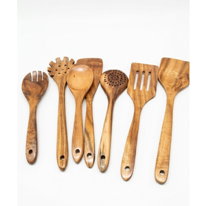 WOODLANDS USA Wooden Spoons for Cooking set of 7 – Premium Wooden Utensil set for everyday use – Versatile Cooking utensils set safe for nonstick pans – Durable wooden spoon kitchen utensils set