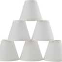 Set of 6 Clip-on Mini Chandelier Lamp Shades,3" X 6" X 5",Small Barrel,Handmade,Traditional Decorative,Natural Linen Lamp Shade,Modern European Style Bell Shade (White)