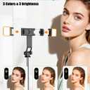 Selfie Stick with Light & Wireless Remote, Portable Phone Tripod Stand for iPhone & Android, Lightweight Foldable Selfie Stick for Travel, Vlogging, and Live Streaming