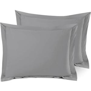 Nestl Soft Pillow Shams Set of 2 - Double Brushed Microfiber Pillow Covers - Hotel Style Premium Bed Pillow Cases, with 1.5 Decorative Flange, Queen 20"x30" - New Daek Grey