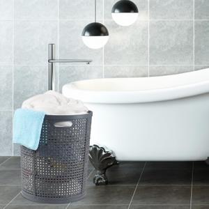 Sadstory Small Plastic Laundry Basket, Round Laundry Hamper 13x15"