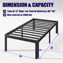 Hunlostten 12" Twin XL Heavy Duty Bed Frame No Box Spring Needed, Metal Twin XL Platform Bed Frame with Round Corners, Easy Assembly, Noise Free, Black