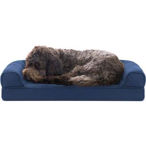 Furhaven Cooling Gel Dog Bed for Medium/Small Dogs w/ Removable Bolsters & Washable Cover, For Dogs Up to 35 lbs - Quilted Sofa - Navy (Blue), Medium (30.0"L x 20.0"W x 6.0"Th, (Quilted) Navy)