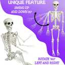 CAMIRUS 5.9FT/185cm Skeleton Halloween Full Size, Life Size Skeleton with Posable Joints Glowing Eyes Skeleton for Halloween Party Outdoor Haunted House Decor