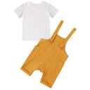 Hotfiary Baby Boy Summer Outfit Gauze Romper & T-Shirt Yellow 12-18 Months