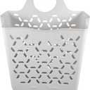 Amosfun Collapsible Hanging Laundry Basket Wall Mounted Foldable Laundry Hamper with Carry Handle Space-Saving Dirty Cloth Storage 15.15 X 11.79 X 6.69 Inch (White)