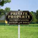 Private Property No Soliciting No Trespassing No Loitering Sign for House and Yard 14 x 7 Inches Sign with 28 Inches Long Stake Rust Free Aluminum Metal (Style E)