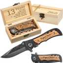 13 Years Anniversary Keepsake Gifts for Him Engraved Pocket Knife with a Gift Box Happy Tin Anniversary Customized Wedding Birthday Father's Day Gifts for Men Husband