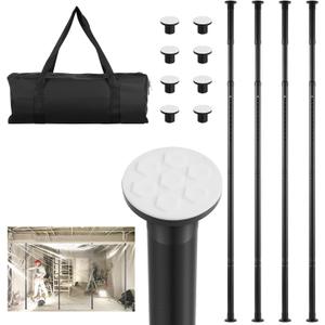 10FT Dust Barrier Poles, 4 Pack Stainless Steel Zipper Walls Poles Kit, Splicing Retractable Construction Temporary Dust Containment Barrier System for Interior Remodeling and Isolation Work