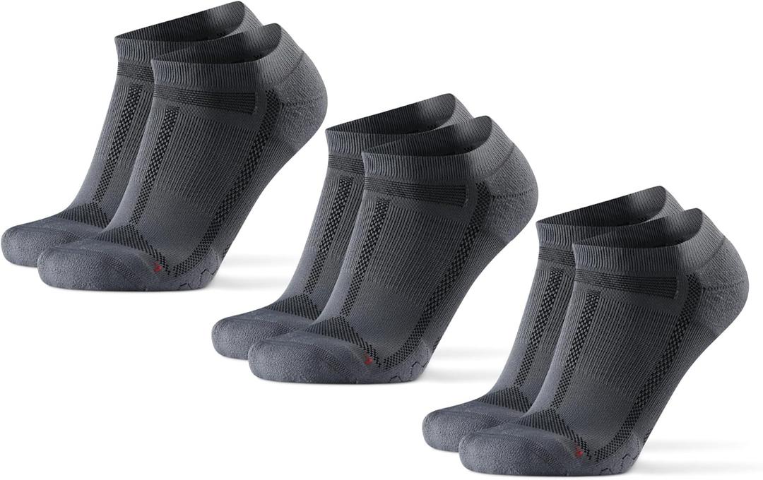 DANISH ENDURANCE Ultra-Comfort Ankle Running Socks - 3 or 5 Pack (Large, Grey/Black)