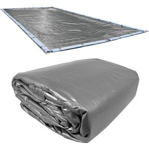 Robelle 25 x 45 ft Professional Platinum Pool Cover for Inground Pools | Silver Winter Cover, 5 ft Overlap (30 x 50ft Cover Size), Solid 12 x 12 Scrim, 3.7 oz/yd2, Style: 332545RA